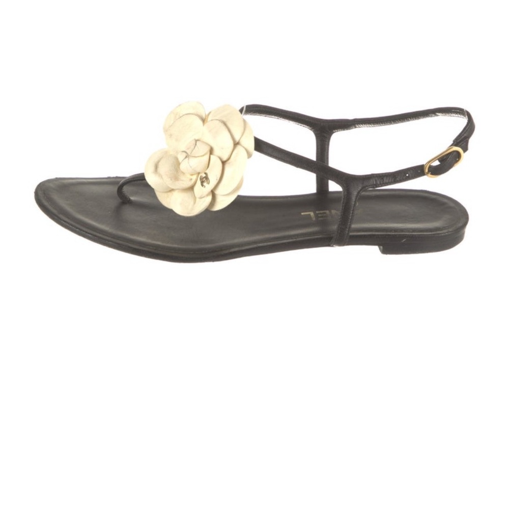 Chanel Black and Cream Women's Sandals